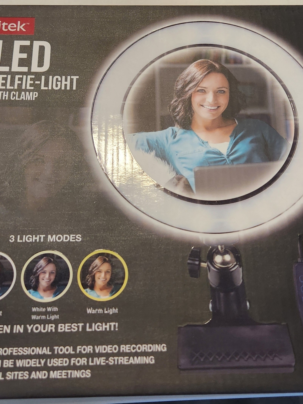 LED Selfie Ring Light with Clamp – White